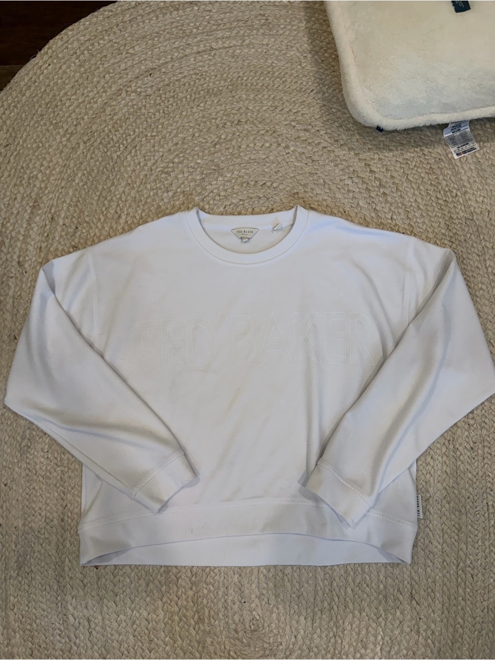 Ted Baker White Tonal Logo Crewneck Sweatshirt